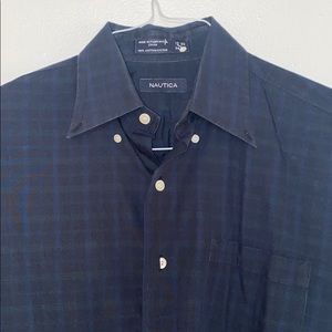 Nautica Men’s Blue Plaid Dress Shirt